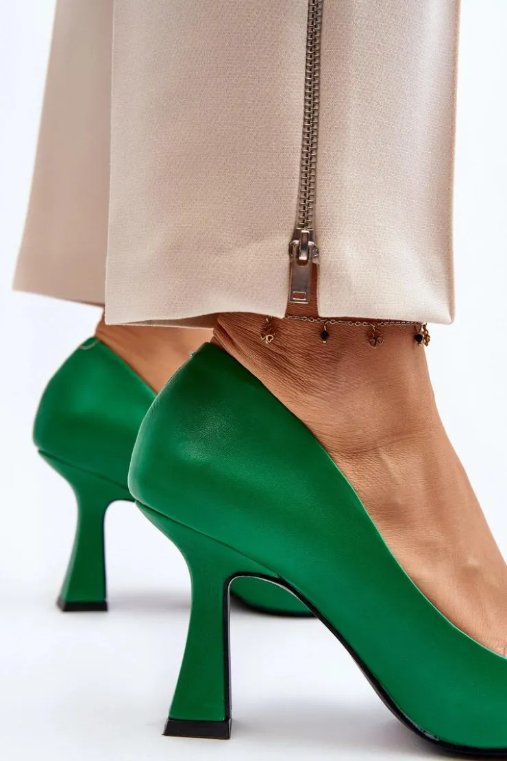 Hot Boto Klasyczne Szpilki W Szpic Zielone Delimena