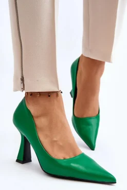 Hot Boto Klasyczne Szpilki W Szpic Zielone Delimena