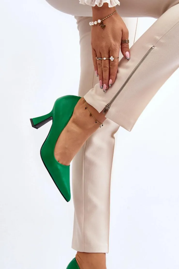 Hot Boto Klasyczne Szpilki W Szpic Zielone Delimena