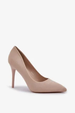 Damskie Boto Klasyczne Szpilki Z Eko Zamszu Jasnobeżowe Navinda