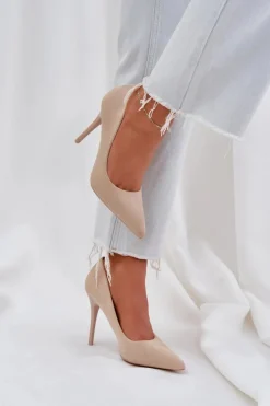 Damskie Boto Klasyczne Szpilki Z Eko Zamszu Jasnobeżowe Navinda