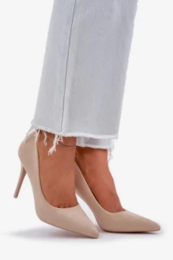 Damskie Boto Klasyczne Szpilki Z Eko Zamszu Jasnobeżowe Navinda