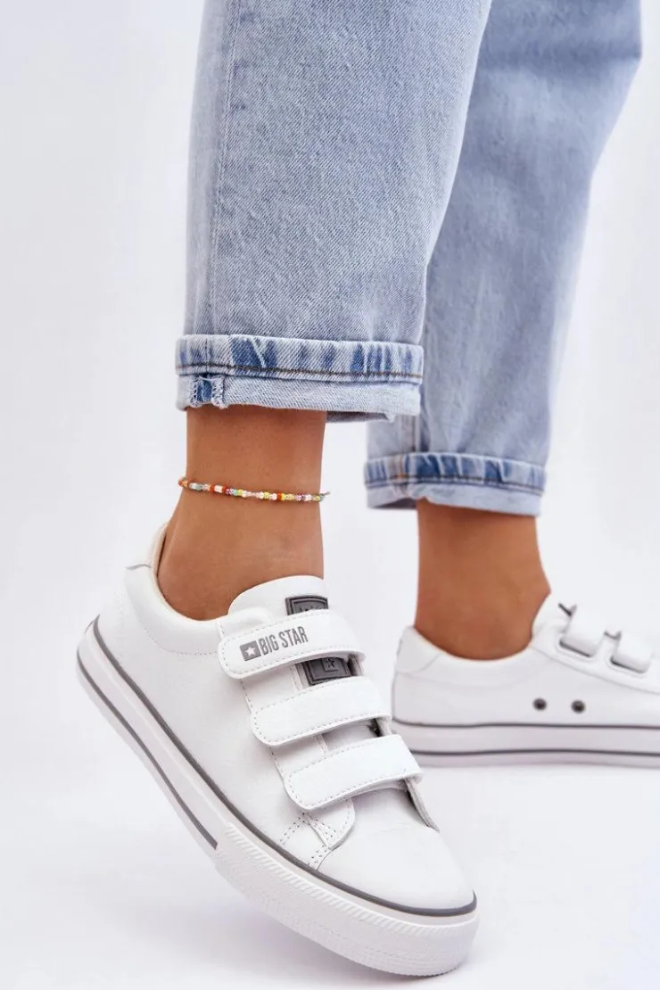 Damskie Big Star Shoes Klasyczne Tenisówki Na Rzepy Big Star LL274A205 Białe