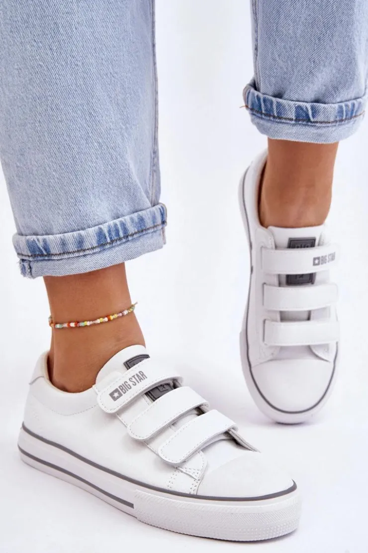 Damskie Big Star Shoes Klasyczne Tenisówki Na Rzepy Big Star LL274A205 Białe