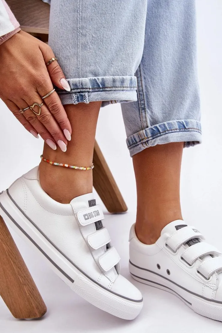 Damskie Big Star Shoes Klasyczne Tenisówki Na Rzepy Big Star LL274A205 Białe
