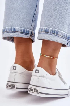 Damskie Big Star Shoes Klasyczne Tenisówki Na Rzepy Big Star LL274A205 Białe