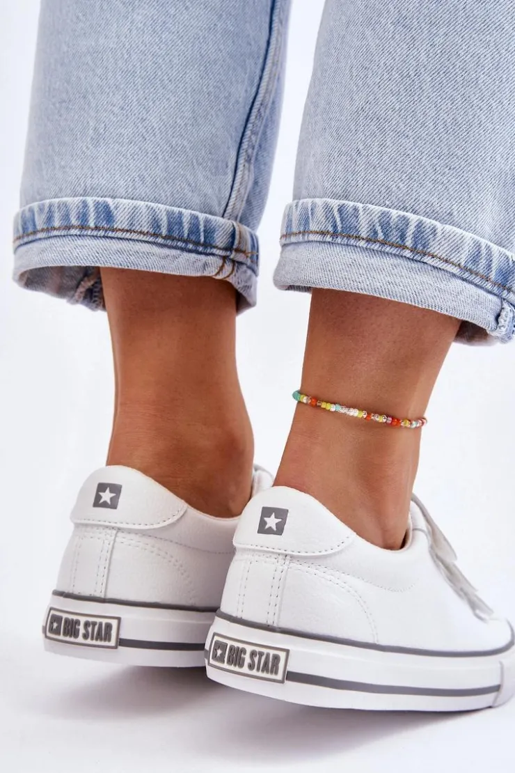 Damskie Big Star Shoes Klasyczne Tenisówki Na Rzepy Big Star LL274A205 Białe