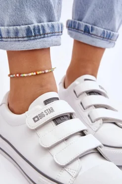 Damskie Big Star Shoes Klasyczne Tenisówki Na Rzepy Big Star LL274A205 Białe