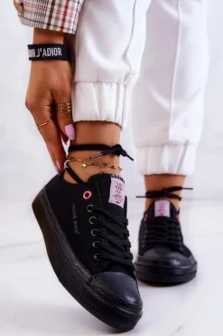 Damskie Cross Jeans Klasyczne Trampki JJ2R4019C Czarne