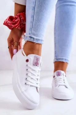 Cross Jeans Trampki Damskie Cross Jeans|Trampki Damskie Niskie*Klasyczne Trampki JJ2R4017C Białe