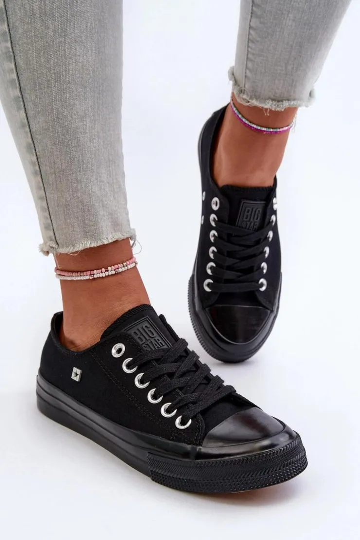 Outlet Big Star Shoes Klasyczne Trampki Damskie Big Star NN274284 Czarne