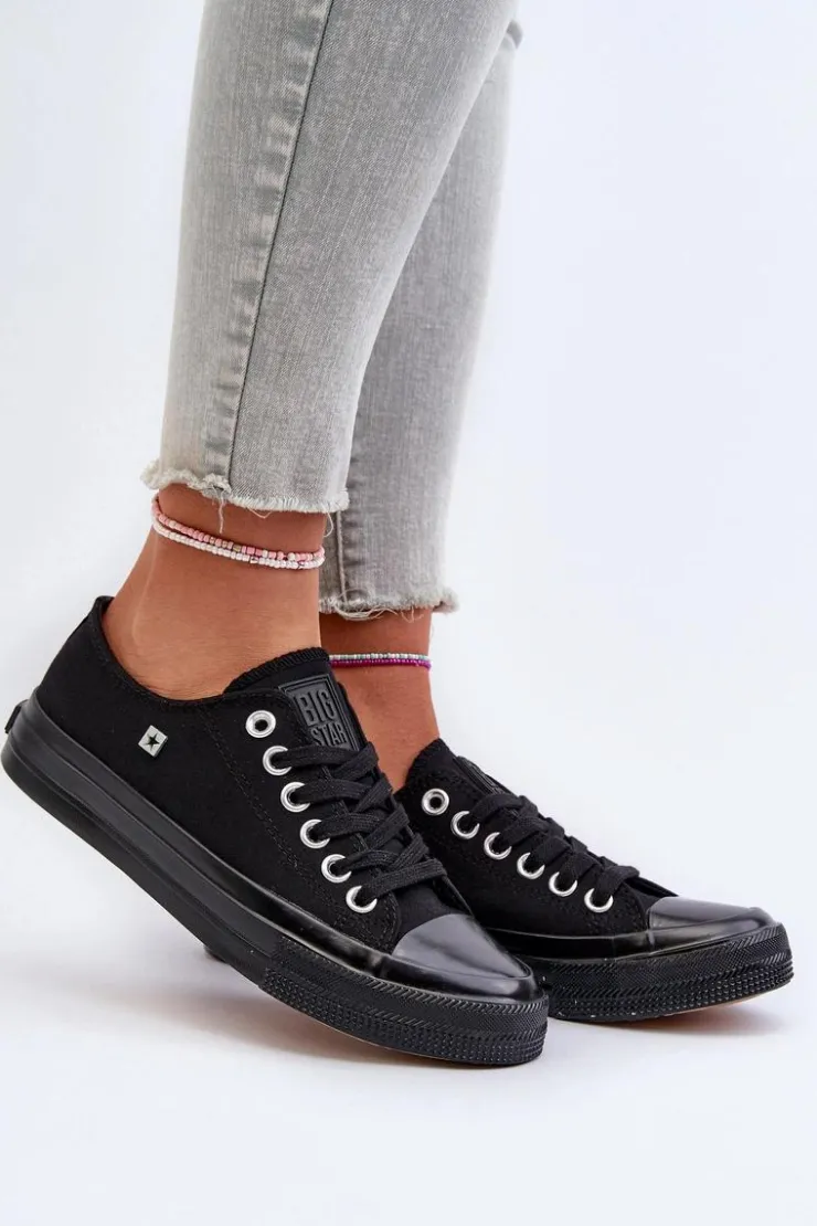 Outlet Big Star Shoes Klasyczne Trampki Damskie Big Star NN274284 Czarne