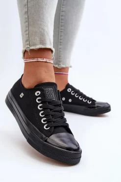 Outlet Big Star Shoes Klasyczne Trampki Damskie Big Star NN274284 Czarne