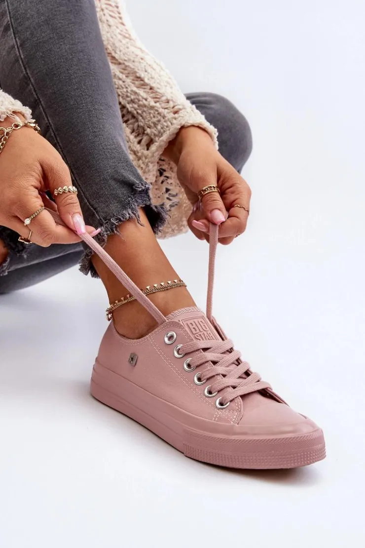 Big Star Shoes Trampki Damskie Big Star|Trampki Damskie Niskie*Klasyczne Trampki Damskie Big Star NN274291 Różowe Różowy