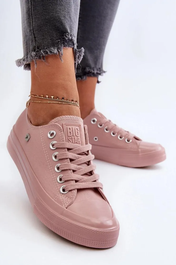 Big Star Shoes Trampki Damskie Big Star|Trampki Damskie Niskie*Klasyczne Trampki Damskie Big Star NN274291 Różowe Różowy