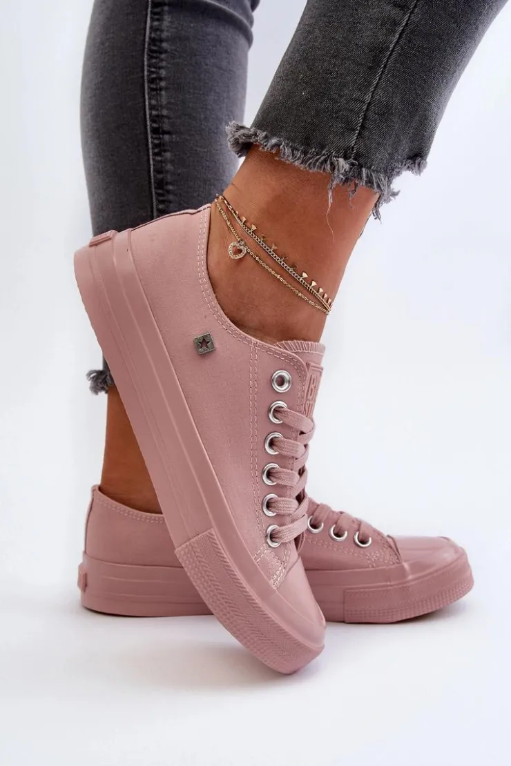 Big Star Shoes Trampki Damskie Big Star|Trampki Damskie Niskie*Klasyczne Trampki Damskie Big Star NN274291 Różowe Różowy