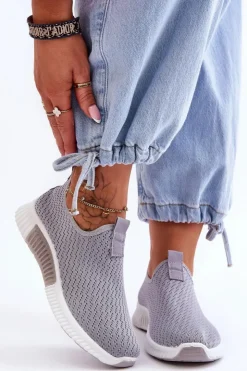 Outlet Boto Klasyczne Wsuwane Buty Sportowe Szare Frankie