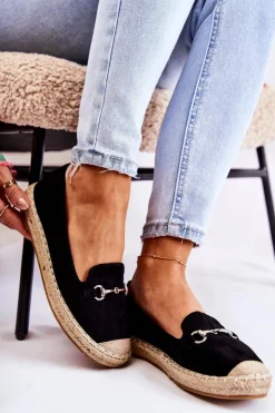 Outlet Damskie buty S.Barski Klasyczne Wsuwane Damskie Espadryle Czarne Oresa