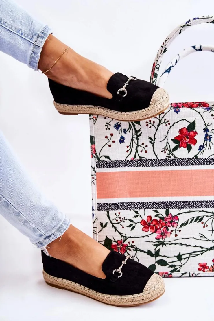 Outlet Damskie buty S.Barski Klasyczne Wsuwane Damskie Espadryle Czarne Oresa