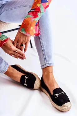Outlet Damskie buty S.Barski Klasyczne Wsuwane Damskie Espadryle Czarne Oresa