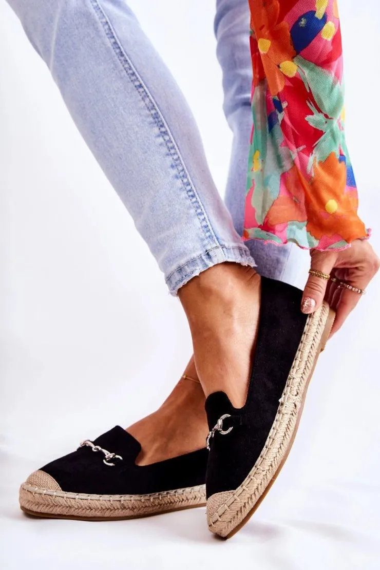 Outlet Damskie buty S.Barski Klasyczne Wsuwane Damskie Espadryle Czarne Oresa