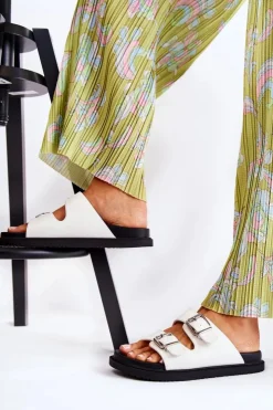 Sale Boto Klasyczne Wsuwane Klapki Damskie Białe Weston