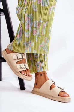 Damskie Boto Klasyczne Wsuwane Klapki Damskie Beżowe Weston