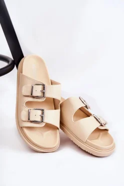 Damskie Boto Klasyczne Wsuwane Klapki Damskie Beżowe Weston