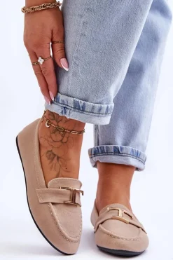 Boto Mokasyny Damskie Zamszowe*Klasyczne Wsuwane Mokasyny Jasnobeżowe Carly