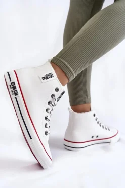 New Big Star Shoes Klasyczne Wysokie Ocieplane Trampki Big Star KK274597 Białe