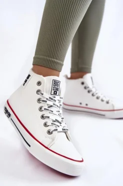 New Big Star Shoes Klasyczne Wysokie Ocieplane Trampki Big Star KK274597 Białe