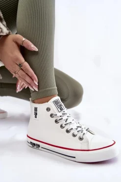 New Big Star Shoes Klasyczne Wysokie Ocieplane Trampki Big Star KK274597 Białe