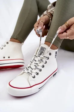 New Big Star Shoes Klasyczne Wysokie Ocieplane Trampki Big Star KK274597 Białe