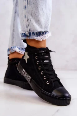 Hot Big Star Shoes Klasyczne Wysokie Trampki Big Star JJ274380 Czarne