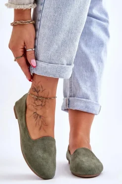 Outlet Boto Klasyczne Zamszowe Baleriny Zielone Nash