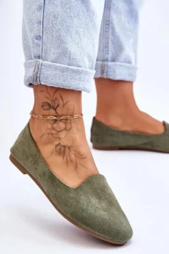 Outlet Boto Klasyczne Zamszowe Baleriny Zielone Nash