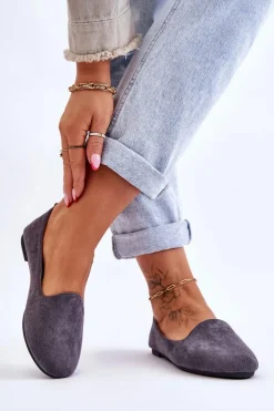 Damskie Boto Klasyczne Zamszowe Baleriny Szare Nash