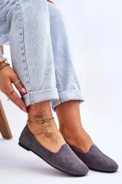 Damskie Boto Klasyczne Zamszowe Baleriny Szare Nash