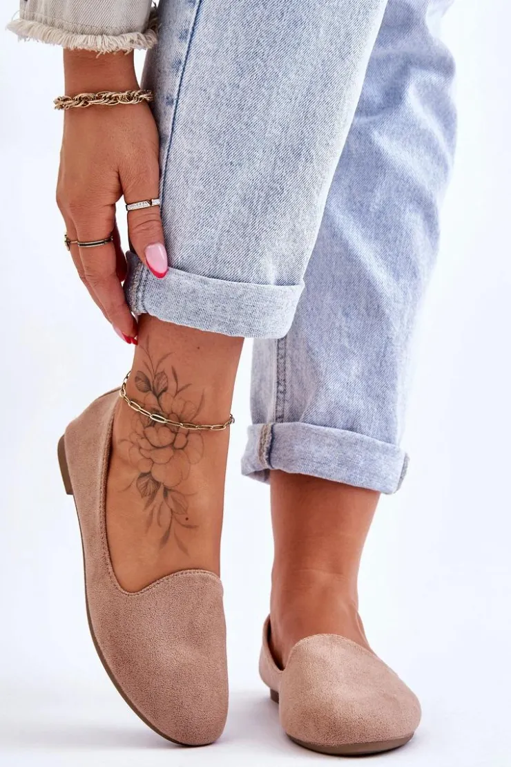 Boto Baleriny Klasyczne*Klasyczne Zamszowe Baleriny Beżowe Nash