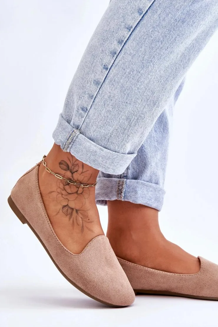 Boto Baleriny Klasyczne*Klasyczne Zamszowe Baleriny Beżowe Nash