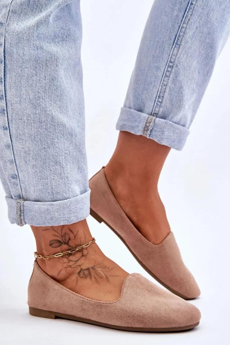 Boto Baleriny Klasyczne*Klasyczne Zamszowe Baleriny Beżowe Nash