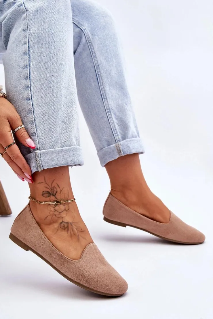 Boto Baleriny Klasyczne*Klasyczne Zamszowe Baleriny Beżowe Nash