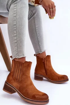 Best Boto Klasyczne Zamszowe Botki Damskie Brązowe Metanassa