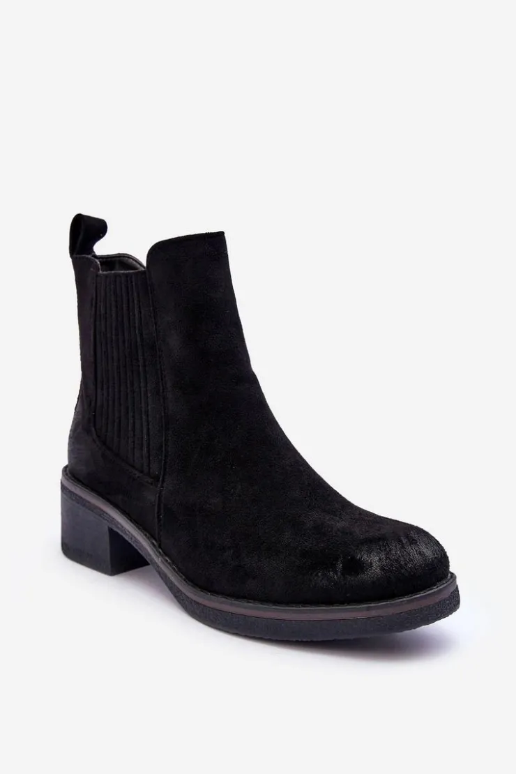 Online Boto Klasyczne Zamszowe Botki Damskie Czarne Metanassa