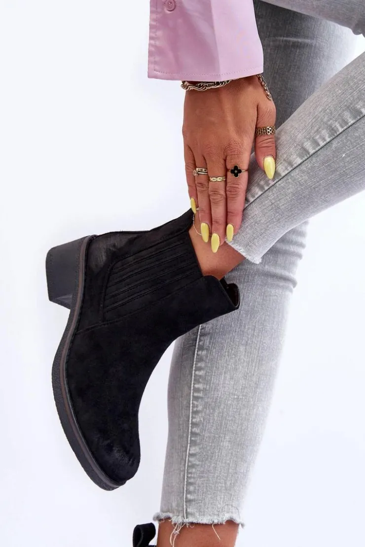 Online Boto Klasyczne Zamszowe Botki Damskie Czarne Metanassa