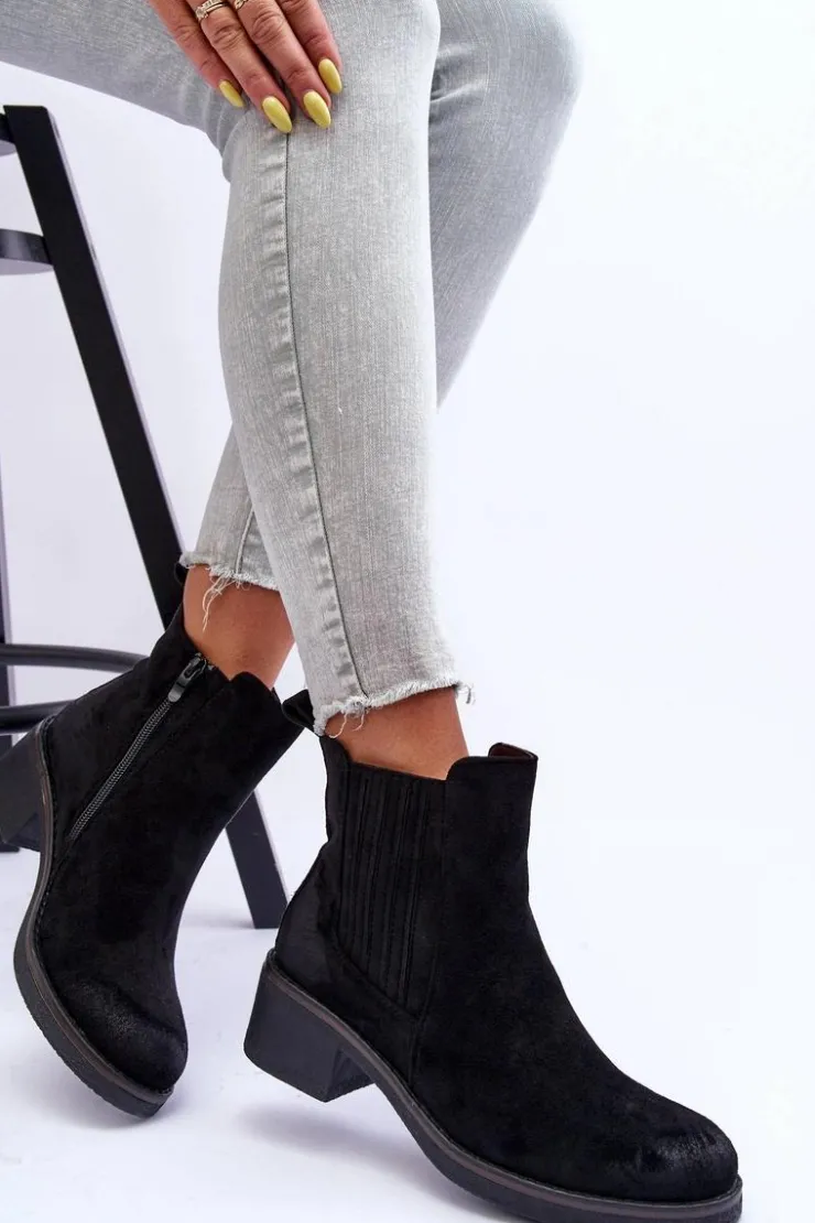 Online Boto Klasyczne Zamszowe Botki Damskie Czarne Metanassa