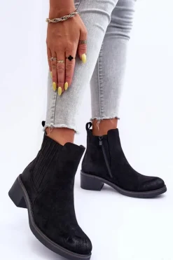 Online Boto Klasyczne Zamszowe Botki Damskie Czarne Metanassa