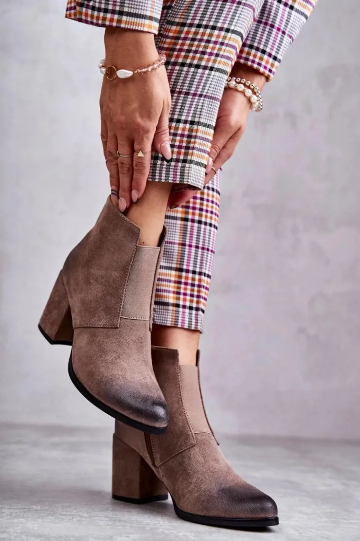 Boto Botki Na Słupku|Botki Zimowe Damskie*Klasyczne Zamszowe Botki La.Fi 260035DTA-SU Beżowe