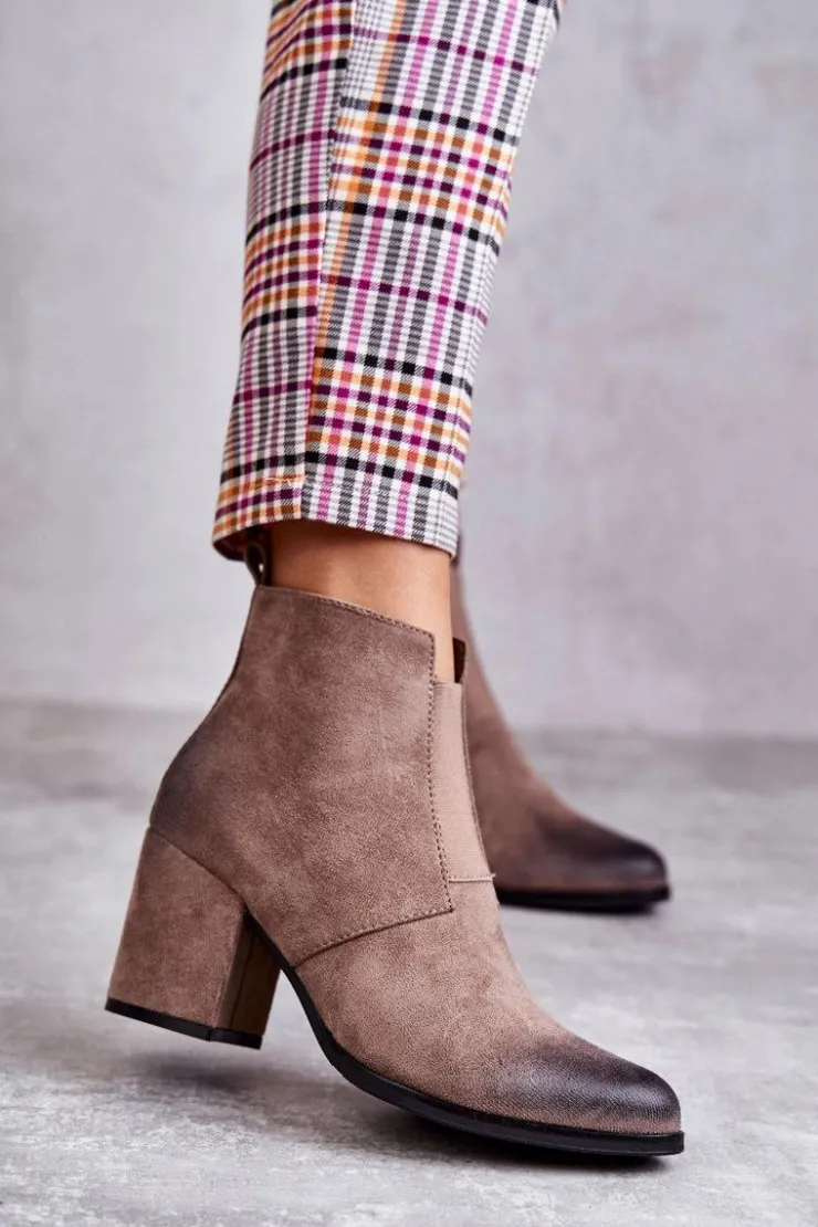 Boto Botki Na Słupku|Botki Zimowe Damskie*Klasyczne Zamszowe Botki La.Fi 260035DTA-SU Beżowe