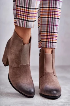 Boto Botki Na Słupku|Botki Zimowe Damskie*Klasyczne Zamszowe Botki La.Fi 260035DTA-SU Beżowe